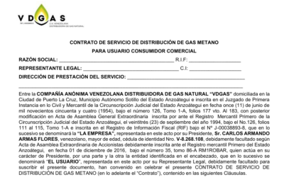 CONTRATO DE GAS METANO PARA USO INDUSTRIAL